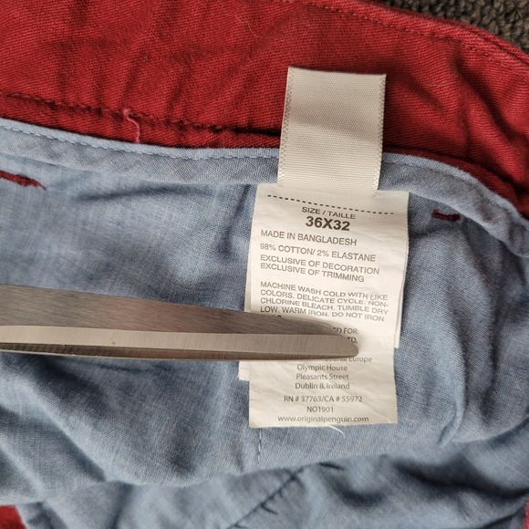 Penguin Munsingwear men's chino pants burgundy wine red 36 x 32 business casual - Picture 9 of 16